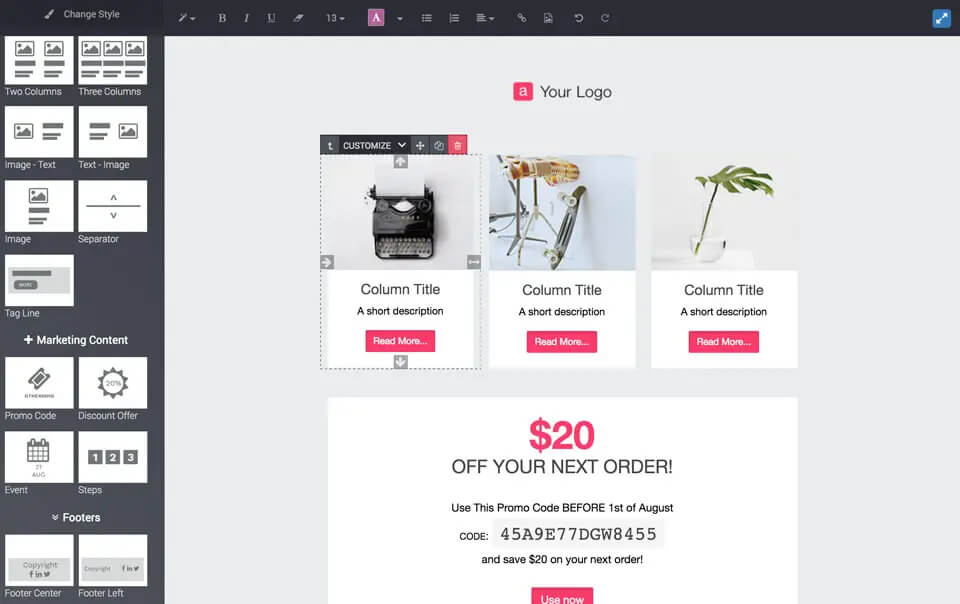 Design engaging email campaigns in minutes